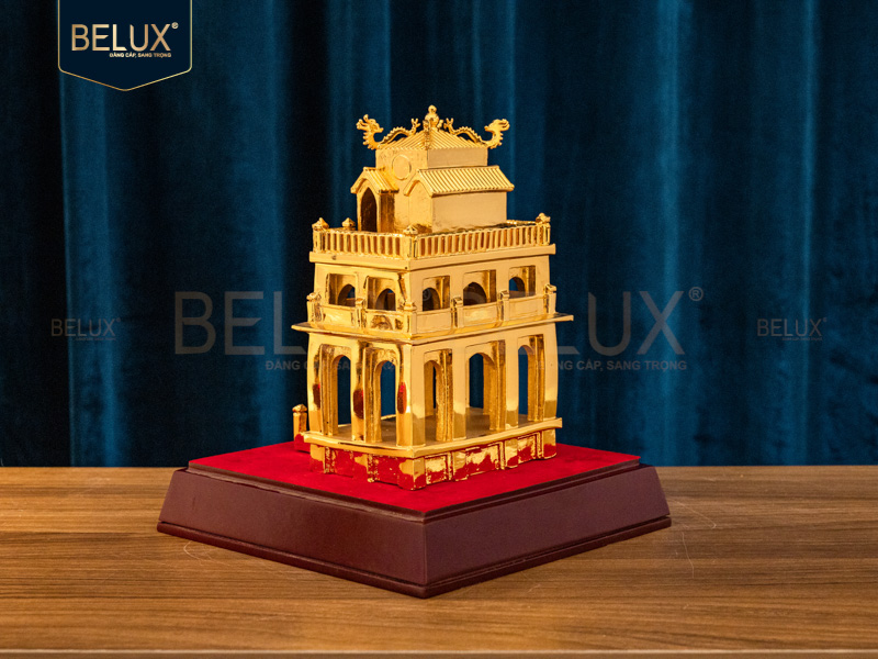 Mô hình Tháp Rùa bằng đồng mạ vàng 24k